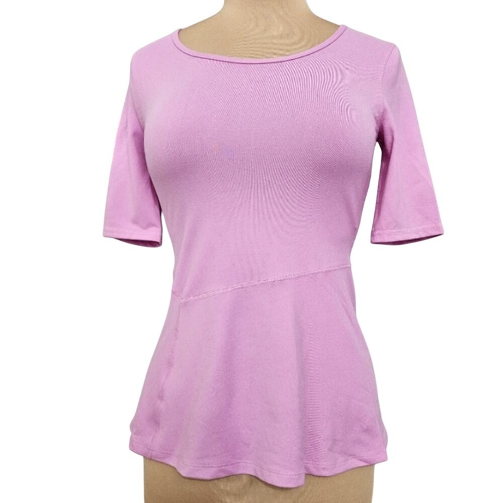 Susan Lucci Scoopneck Pink Half Sleeve T Shirt Stretchy‎ Top XS Minimal Casual